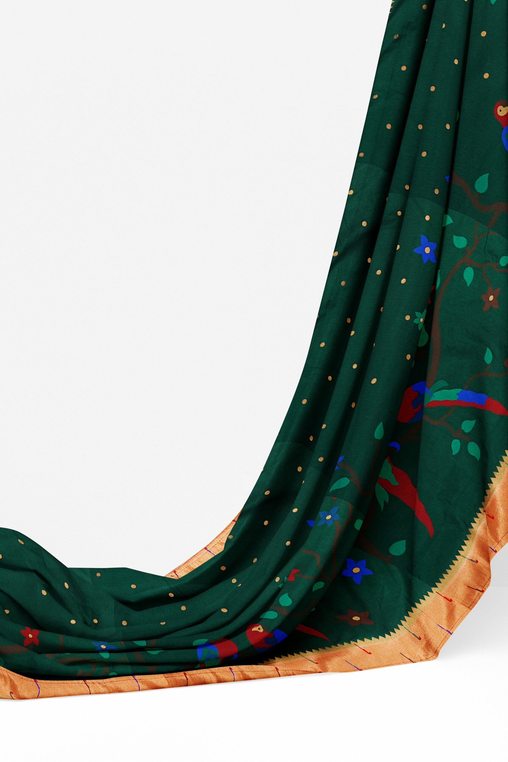 Dark green saree with golden red saree - Image 3