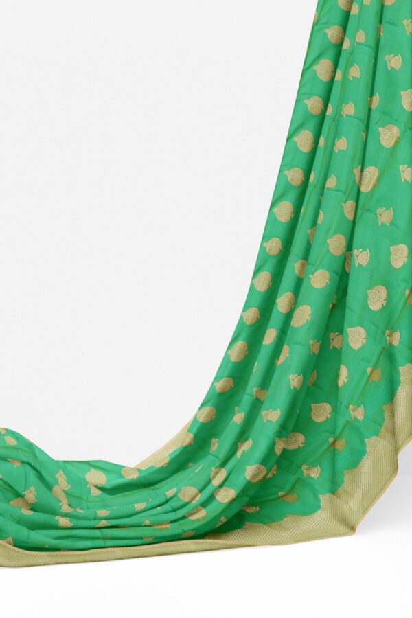 Mint green saree with golden colour border - Image 3