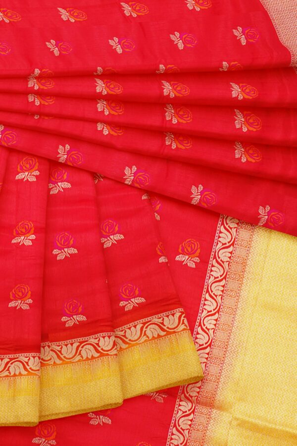 Red saree with yellow border - Image 5