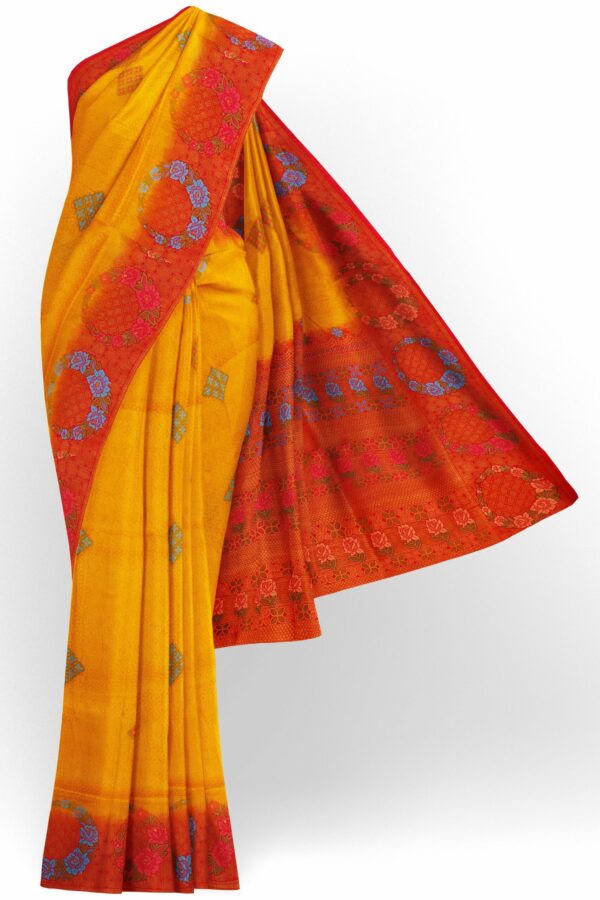 Yellow saree with orange border