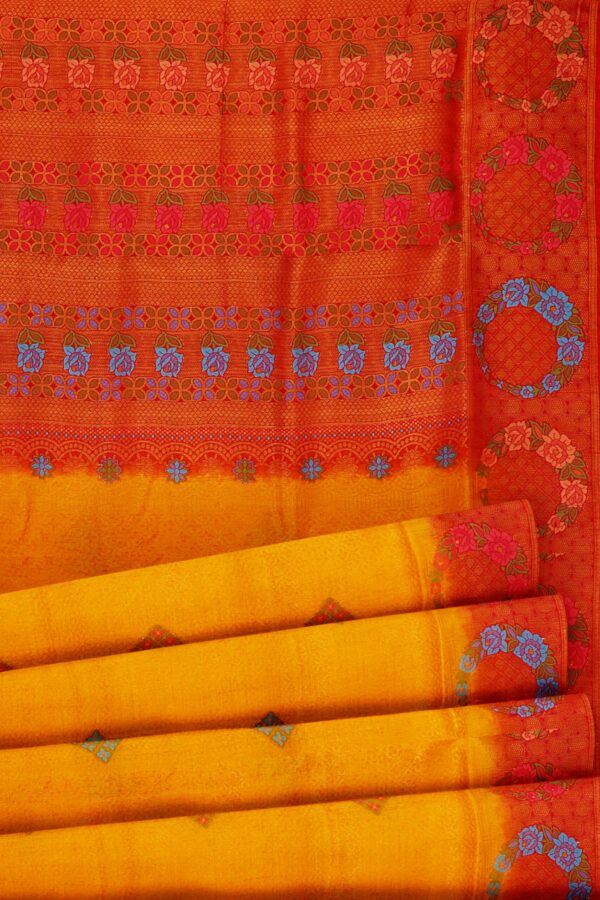 Yellow saree with orange border - Image 4