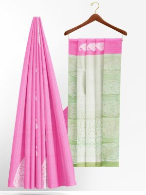 Baby pink saree with baby pink border