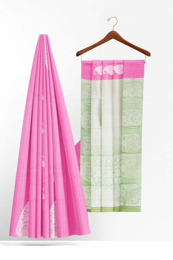 Baby pink saree with baby pink border
