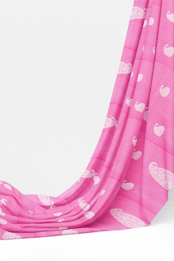 Baby pink saree with baby pink border - Image 3