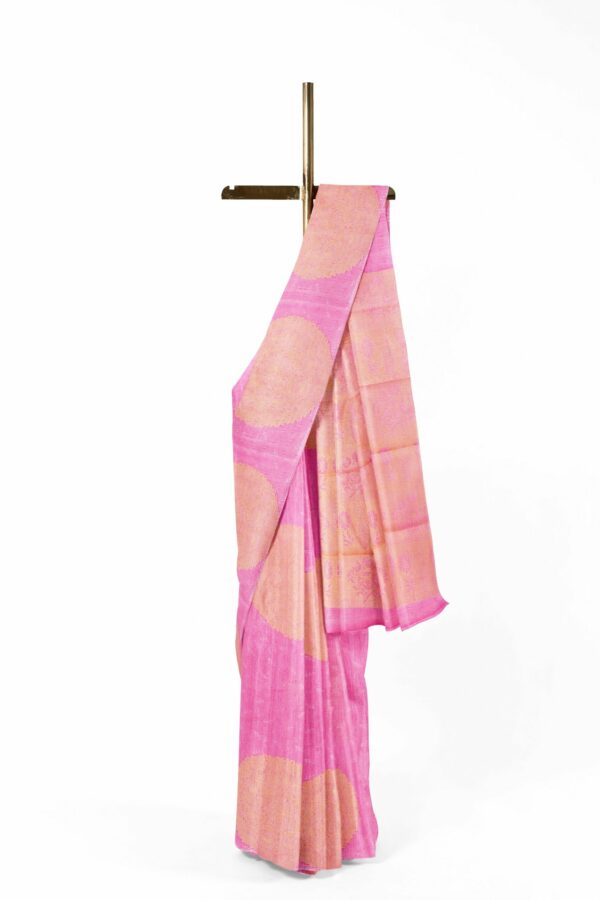 Baby pink saree with baby pink border - Image 2