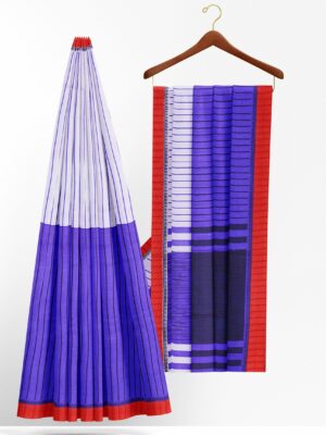 Blue saree with red border