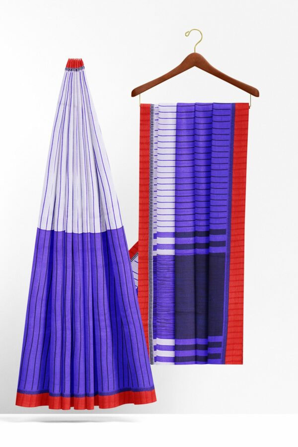 Blue saree with red border