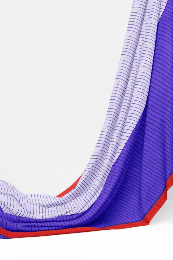 Blue saree with red border - Image 3