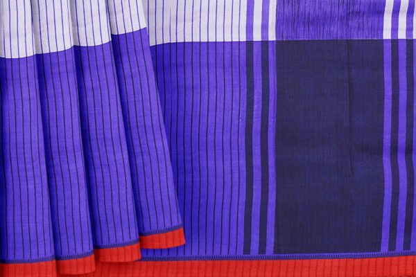 Blue saree with red border - Image 4
