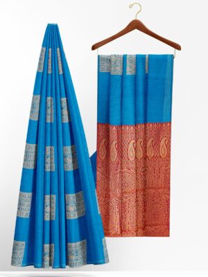 Blue saree with blue border