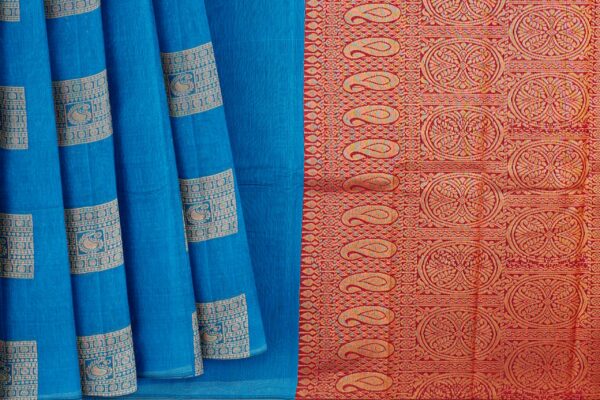 Blue saree with blue border - Image 4