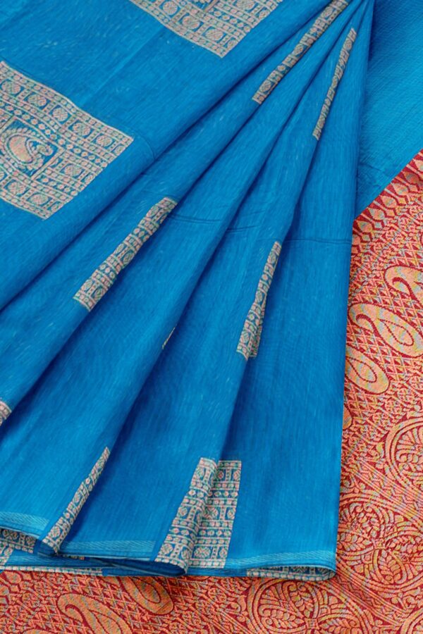 Blue saree with blue border - Image 6