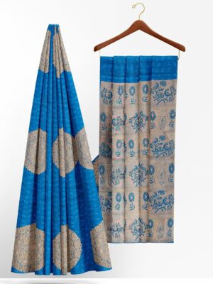 Blue saree with blue border