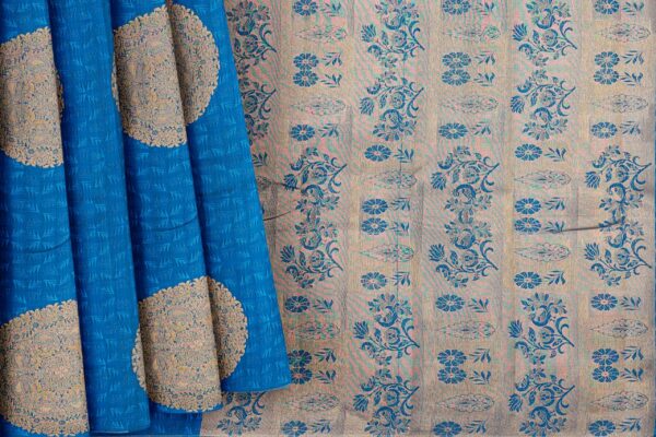 Blue saree with blue border - Image 4