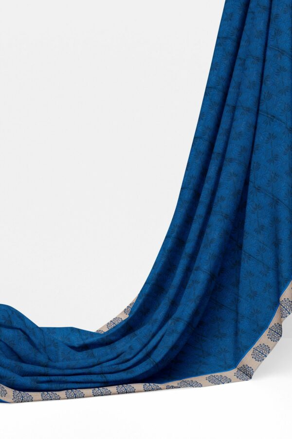 Blue saree with silver border - Image 3
