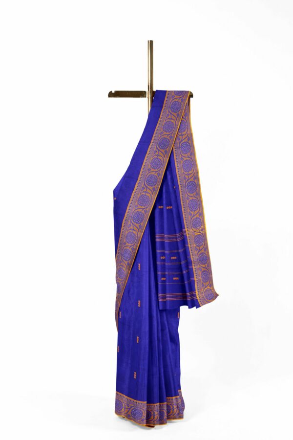 Blue saree with Yellow border - Image 2