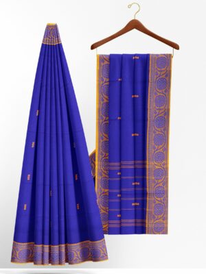 Blue saree with Yellow border