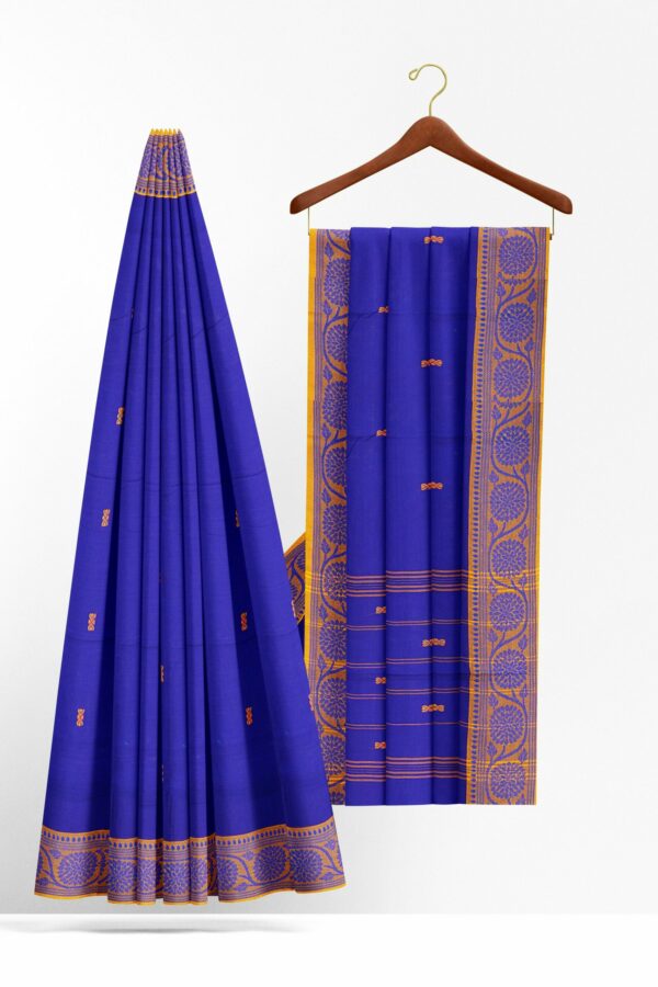 Blue saree with Yellow border