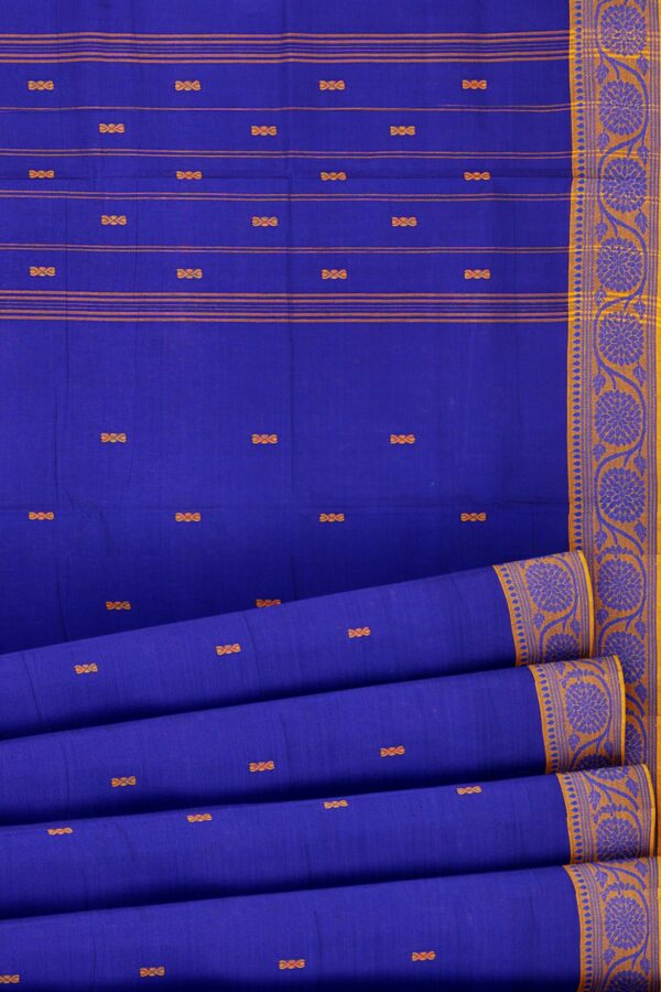 Blue saree with Yellow border - Image 4