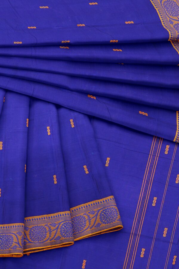 Blue saree with Yellow border - Image 5