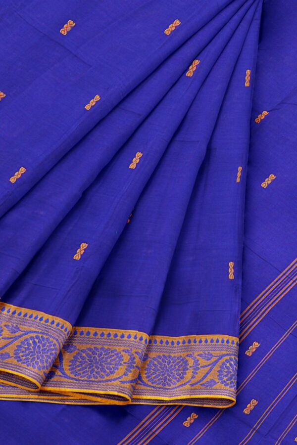 Blue saree with Yellow border - Image 6