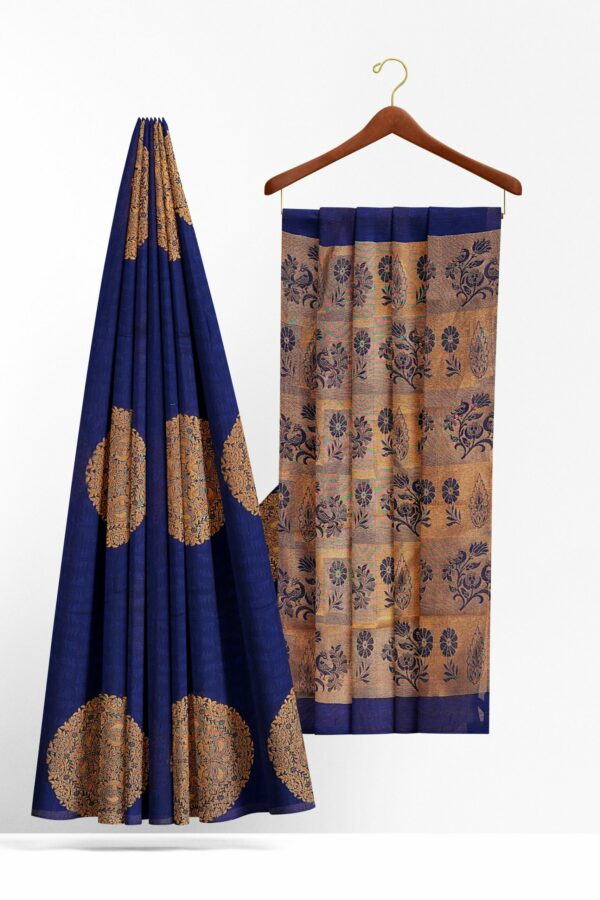 Dark blue saree with dark blue border