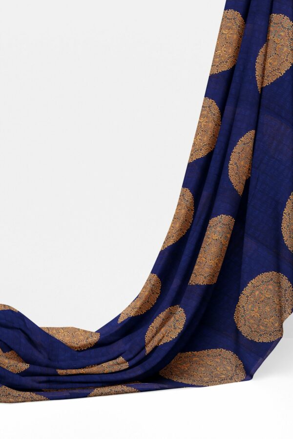 Dark blue saree with dark blue border - Image 3