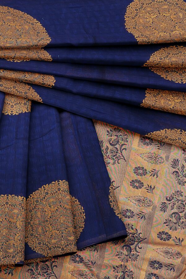 Dark blue saree with dark blue border - Image 5