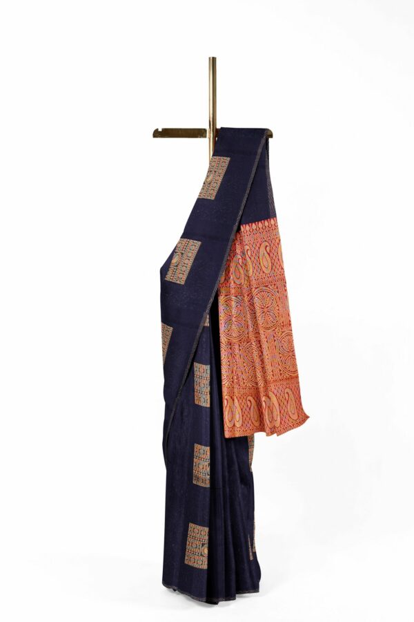 Dark blue saree with dark blue border - Image 2