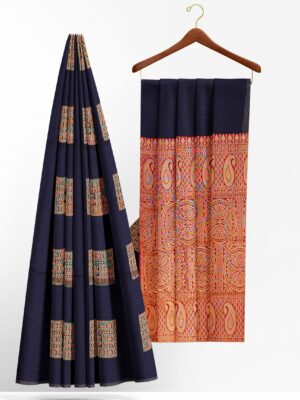 Dark blue saree with dark blue border