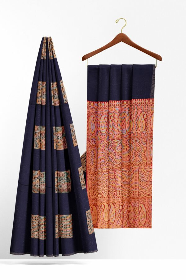 Dark blue saree with dark blue border