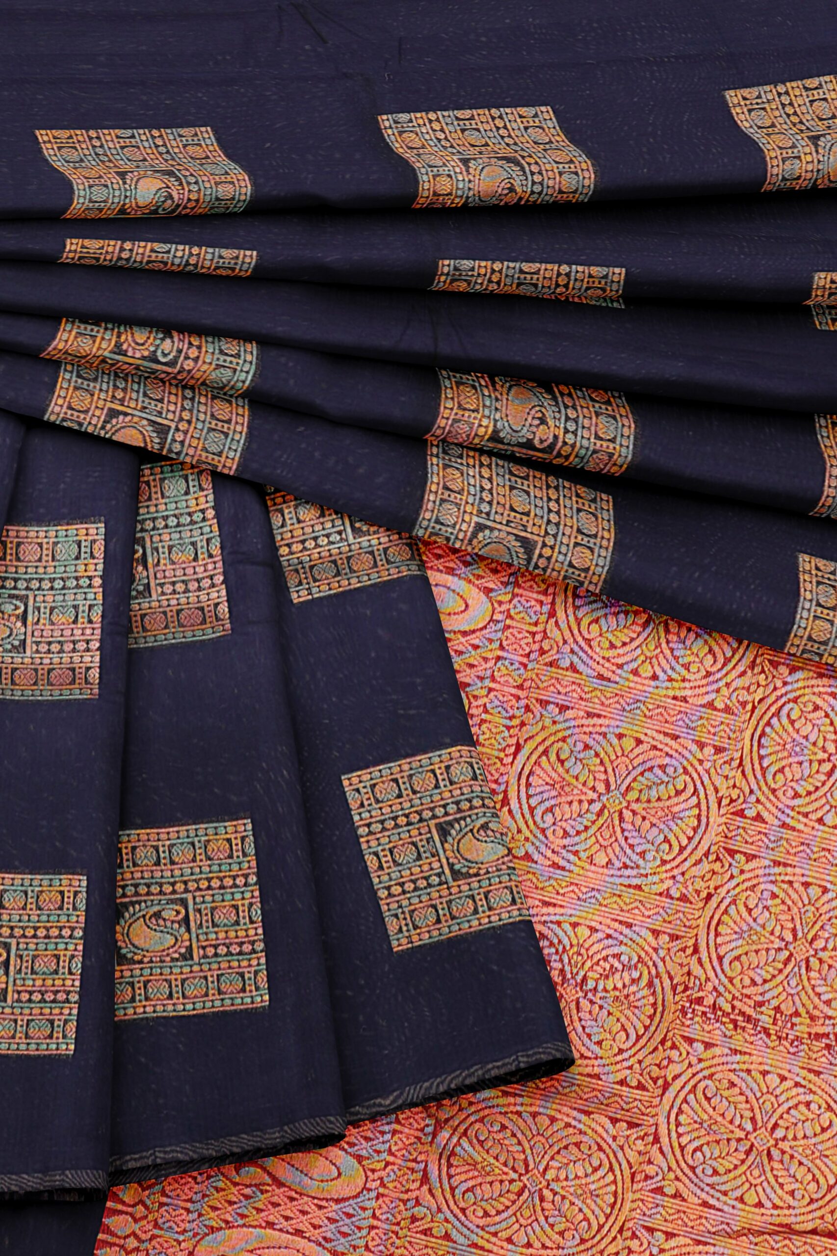 Dark blue saree with dark blue border - Image 5