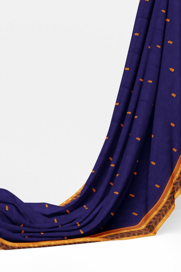 Dark blue saree with Yellow border - Image 3