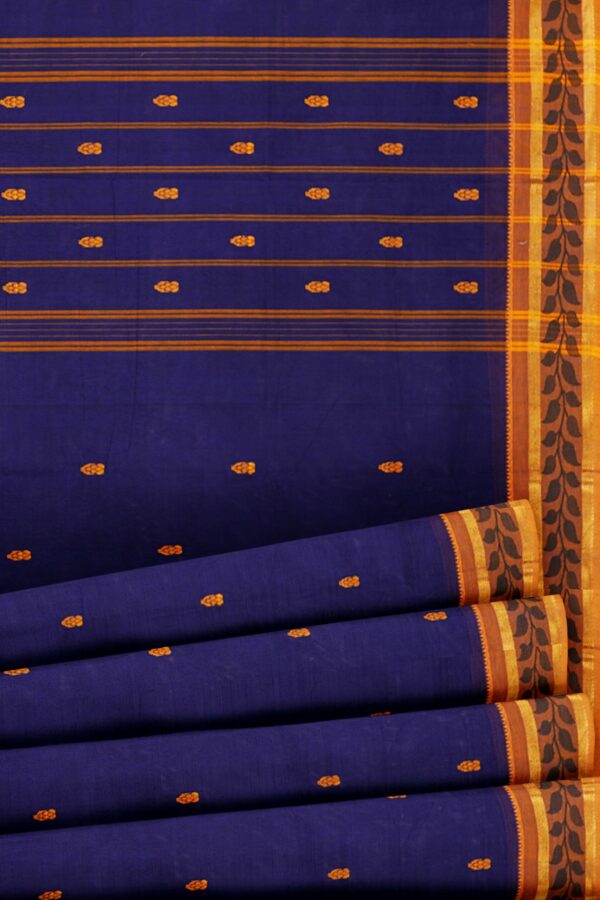 Dark blue saree with Yellow border - Image 4