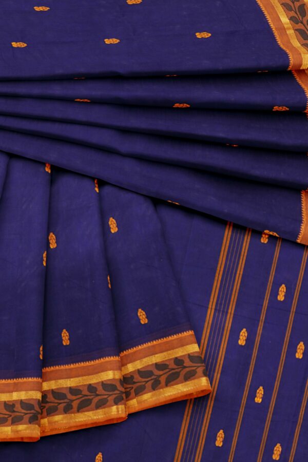 Dark blue saree with Yellow border - Image 5