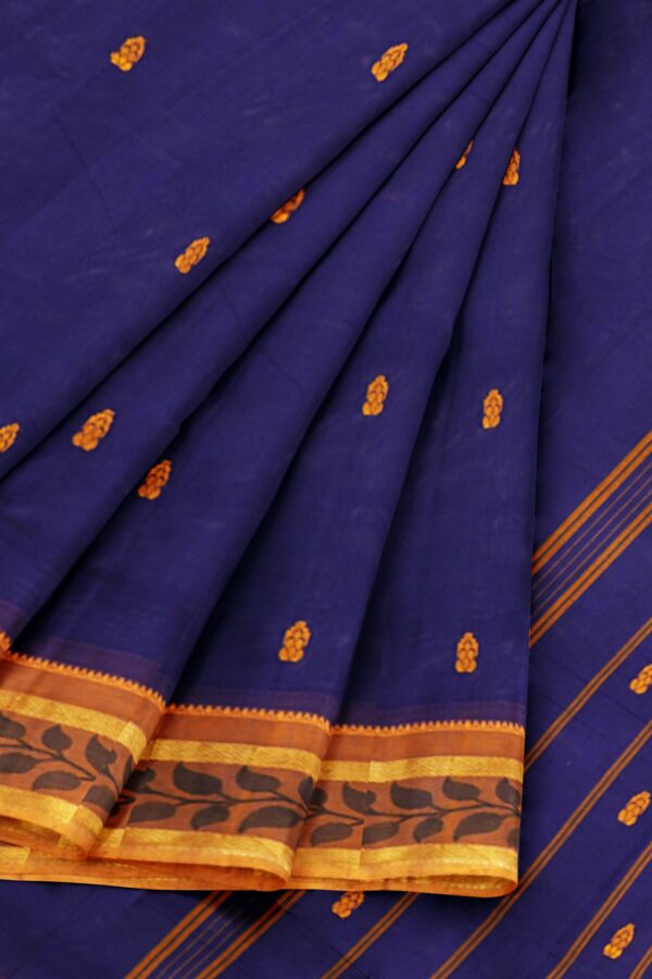 Dark blue saree with Yellow border - Image 6