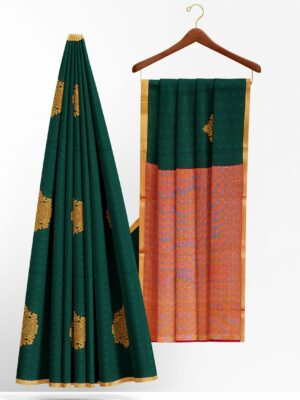Dark green saree with golden border