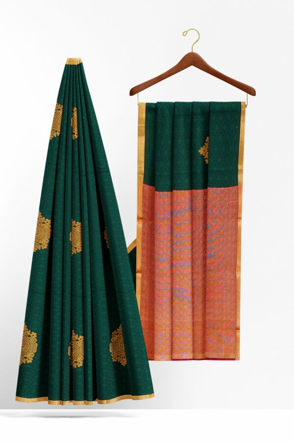 Dark green saree with golden border