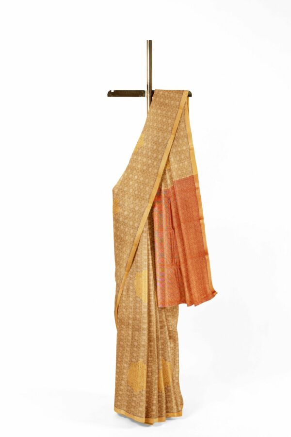 Golden yellow saree with golden yellow border - Image 2