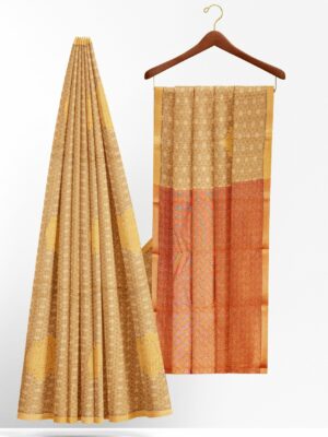 Golden yellow saree with golden yellow border
