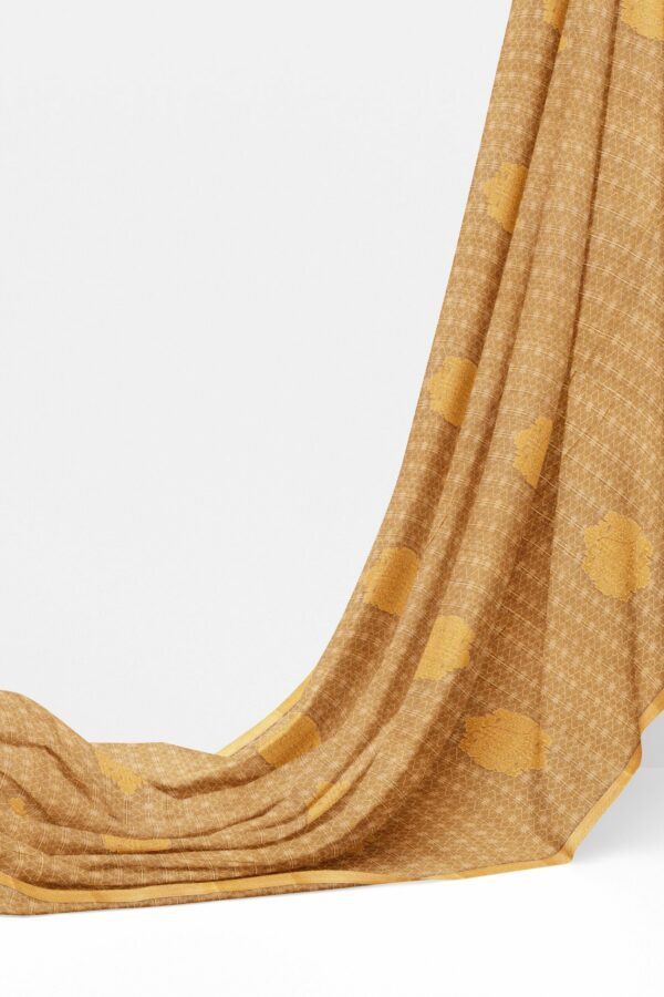 Golden yellow saree with golden yellow border - Image 3