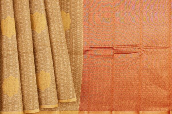 Golden yellow saree with golden yellow border - Image 4