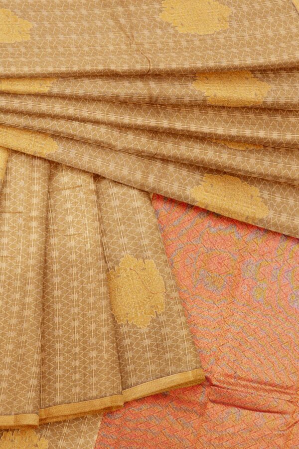 Golden yellow saree with golden yellow border - Image 5