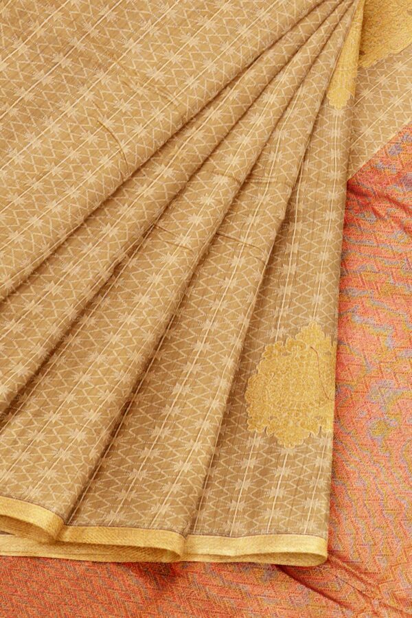 Golden yellow saree with golden yellow border - Image 6