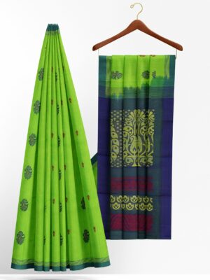 Green Saree with dark green border