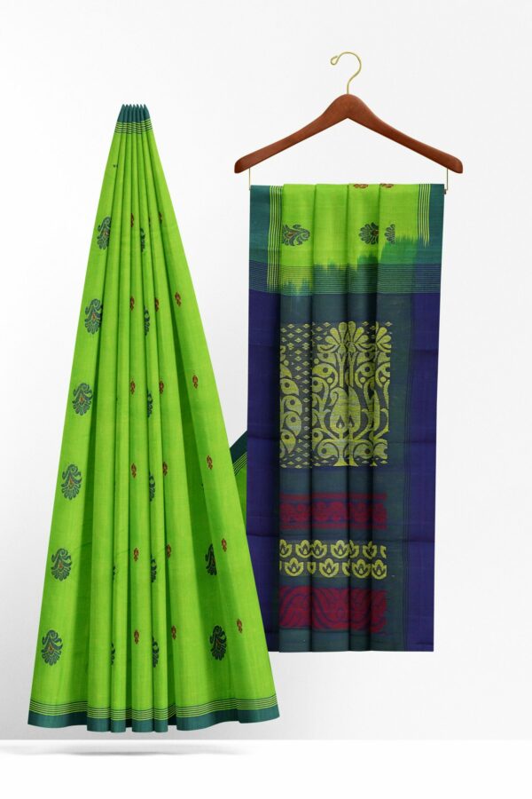 Green Saree with dark green border