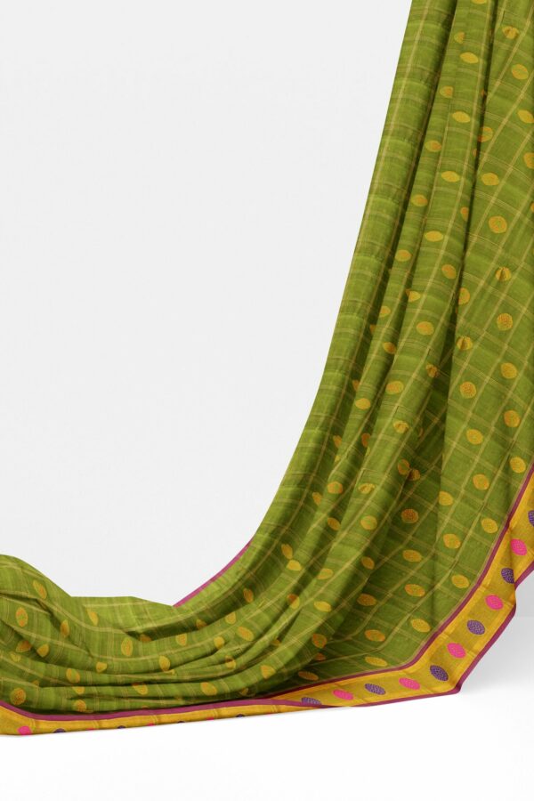 Grey saree with purple border - Image 3