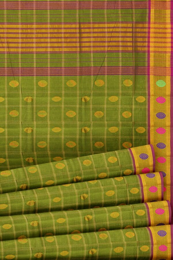Grey saree with purple border - Image 4