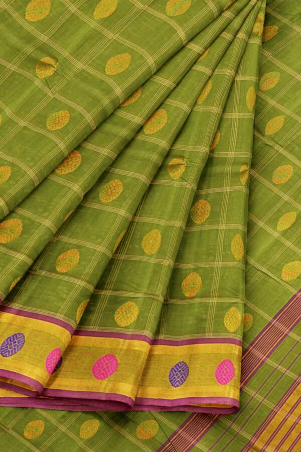 Grey saree with purple border - Image 6