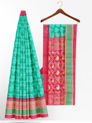 Green saree with red border